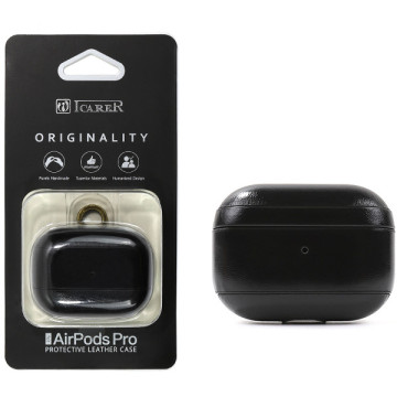 Leather case for AirPods Pro - iCarer Leather Vintage IAP046-BK - black