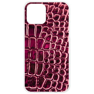 Phone case - casey Design Case - Animal Pattern - Red crocodile leather - white
