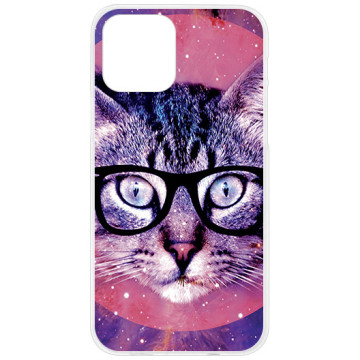 Phone case - casey Design Case - Case with cat - Cat with glasses - white