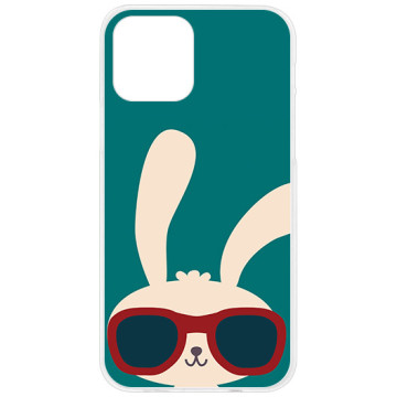 Phone case - casey Design Case - Forever Young - Rabbit with glasses - white