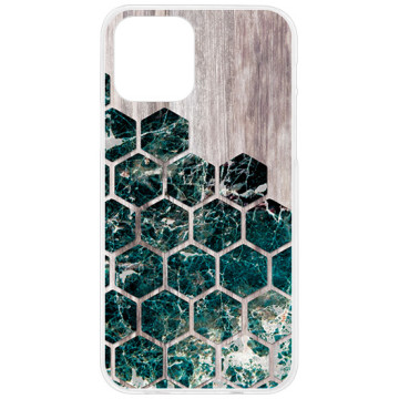 Phone case - casey Design Case - Geometric - Green marble on wood - white
