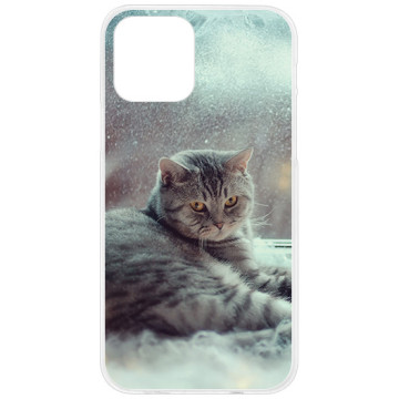 Phone case - casey Design Case - Christmas gift - Cat in the snow - white