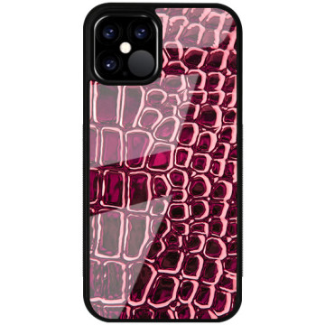 Phone case - casey Glossy Case - Animal Pattern - Red crocodile leather