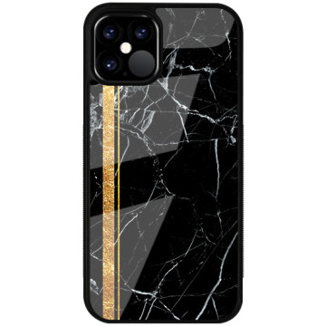 Phone case - casey Glossy Case - Marble Case - Marble with gold stripe