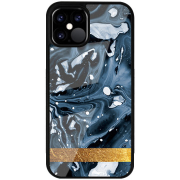 Phone case - casey Glossy Case - Marble Case - Blue Marble with gold stripe