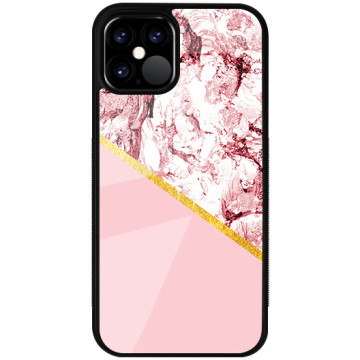 Phone case - casey Glossy Case - Marble Case - Pink marble with gold stripe