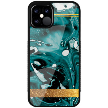 Phone case - casey Glossy Case - Marble Case - Green marble with gold stripe
