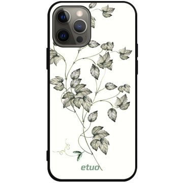 Phone case - casey Soft Flex Design - Botanic - Delicate leaves - black