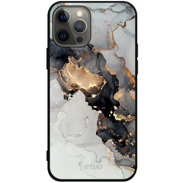 Phone case - casey Soft Flex Design - Gold Abstract - Marble with a golden application - black