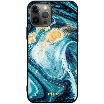 Phone case - casey Soft Flex Design - Gold Abstract - Turquoise marble - black