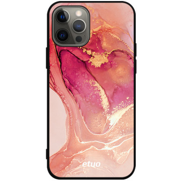 Phone case - casey Soft Flex Design - Gold Abstract - Pastel marble - black
