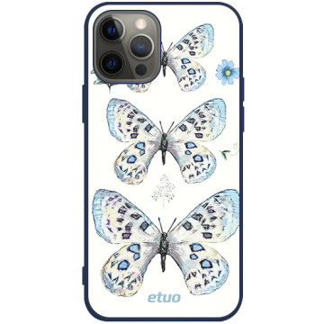 Phone case - casey Soft Flex Design - Botanic - Pastel butterflies - navy blue
