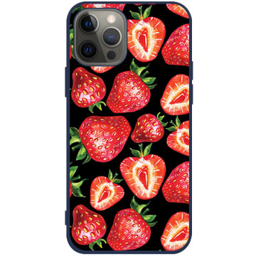 Phone case - casey Soft Flex Design - Fruits and Tropical - Strawberries - navy blue