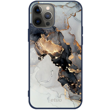 Phone case - casey Soft Flex Design - Gold Abstract - Marble with a golden application - navy blue
