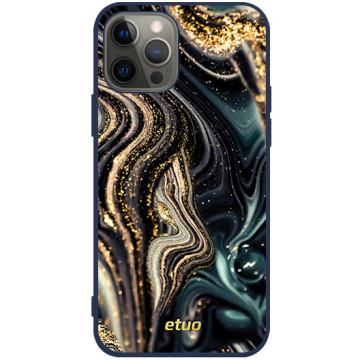Phone case - casey Soft Flex Design - Gold Abstract - Black and gold marble - navy blue