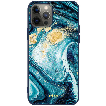 Phone case - casey Soft Flex Design - Gold Abstract - Turquoise marble - navy blue