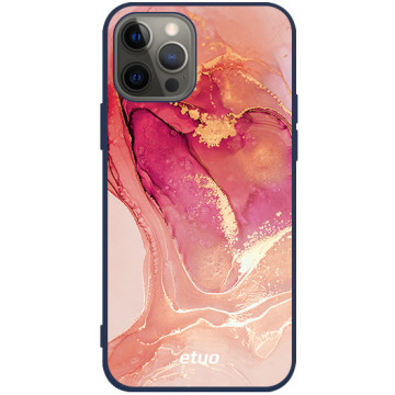 Phone case - casey Soft Flex Design - Gold Abstract - Pastel marble - navy blue