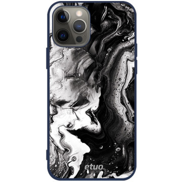Phone case - casey Soft Flex Design - Insta Marble - White-black marble - navy blue