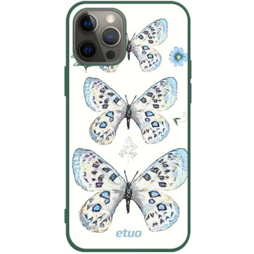 Phone case - casey Soft Flex Design - Botanic - Pastel butterflies - green