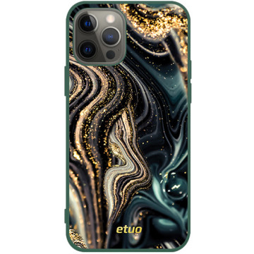 Phone case - casey Soft Flex Design - Gold Abstract - Black and gold marble - green