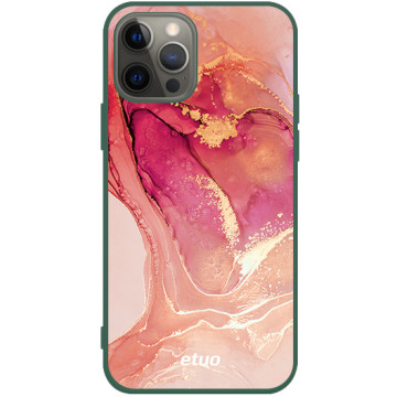 Phone case - casey Soft Flex Design - Gold Abstract - Pastel marble - green