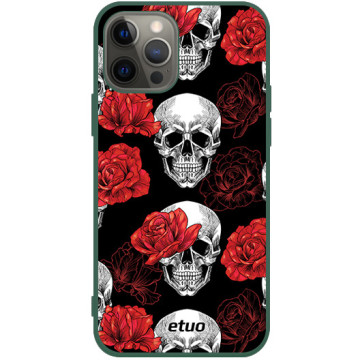 Phone case - casey Soft Flex Design - Horror - Skull and Roses - green