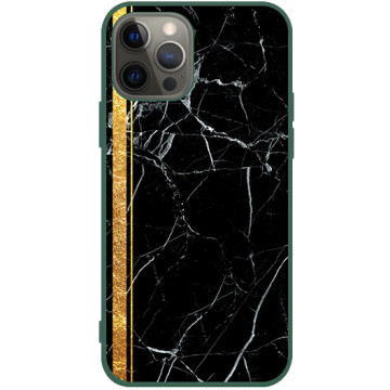 Phone case - casey Soft Flex Design - Marble Case - Marble with gold stripe - green