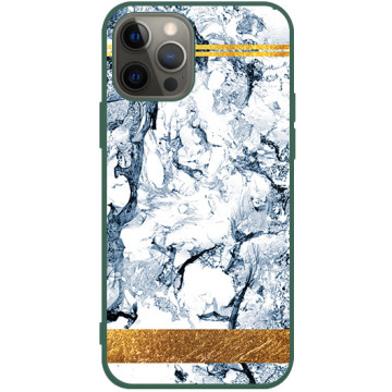 Phone case - casey Soft Flex Design - Marble Case - Blue marble with a gold stripe - green