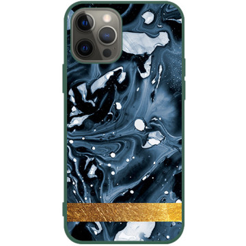 Phone case - casey Soft Flex Design - Marble Case - Blue Marble with gold stripe - green