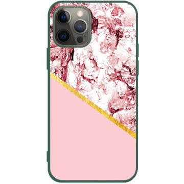 Phone case - casey Soft Flex Design - Marble Case - Pink marble with gold stripe - green