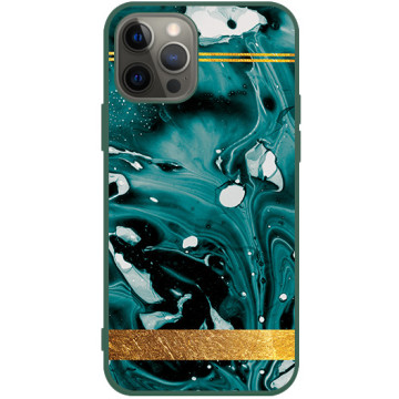 Phone case - casey Soft Flex Design - Marble Case - Green marble with gold stripe - green