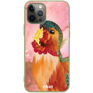 Phone case - casey Soft Flex Design - Autumn - Pattern with hummingbird - khaki