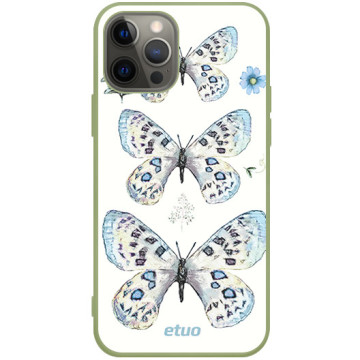Phone case - casey Soft Flex Design - Botanic - Pastel butterflies - khaki