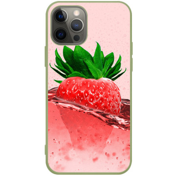 Phone case - casey Soft Flex Design - Fruits and Tropical - Strawberry - khaki