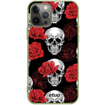 Phone case - casey Soft Flex Design - Horror - Skull and Roses - khaki
