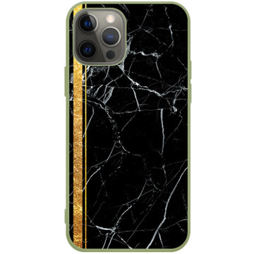Phone case - casey Soft Flex Design - Marble Case - Marble with gold stripe - khaki