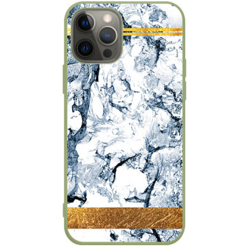 Phone case - casey Soft Flex Design - Marble Case - Blue marble with a gold stripe - khaki
