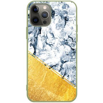 Phone case - casey Soft Flex Design - Marble Case - Blue marble with gold application - khaki
