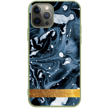 Phone case - casey Soft Flex Design - Marble Case - Blue Marble with gold stripe - khaki