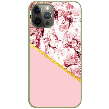 Phone case - casey Soft Flex Design - Marble Case - Pink marble with gold stripe - khaki