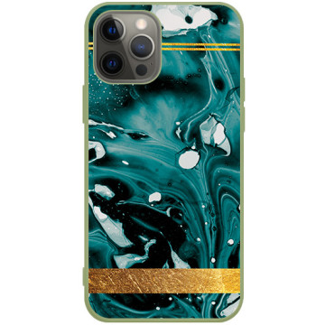 Phone case - casey Soft Flex Design - Marble Case - Green marble with gold stripe - khaki