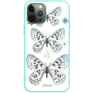 Phone case - casey Soft Flex Design - Botanic - Pastel butterflies - mint