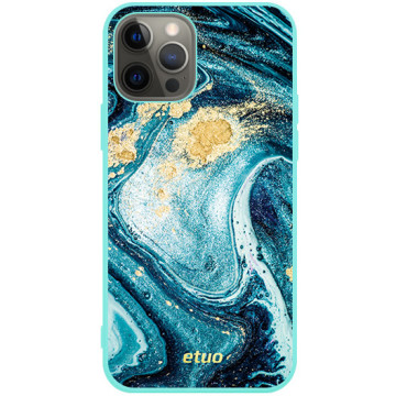 Phone case - casey Soft Flex Design - Gold Abstract - Turquoise marble - mint