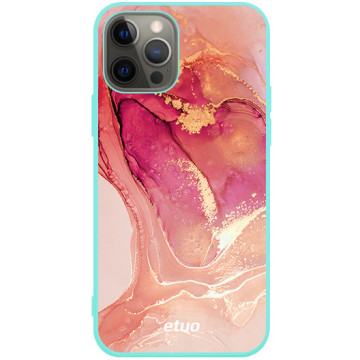 Phone case - casey Soft Flex Design - Gold Abstract - Pastel marble - mint