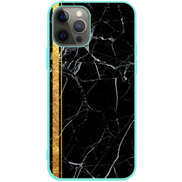 Phone case - casey Soft Flex Design - Marble Case - Marble with gold stripe - mint