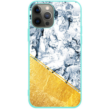Phone case - casey Soft Flex Design - Marble Case - Blue marble with gold application - mint