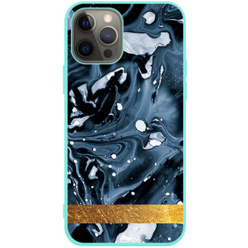 Phone case - casey Soft Flex Design - Marble Case - Blue Marble with gold stripe - mint
