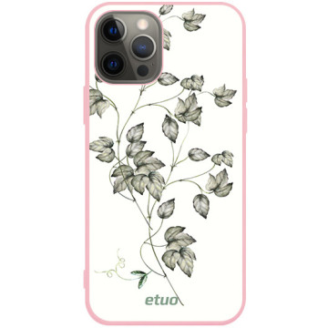 Phone case - casey Soft Flex Design - Botanic - Delicate leaves - pink