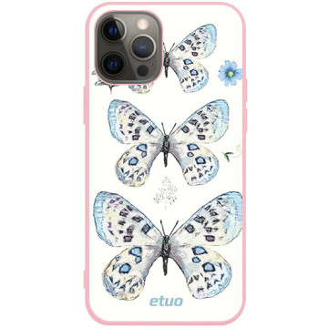 Phone case - casey Soft Flex Design - Botanic - Pastel butterflies - pink