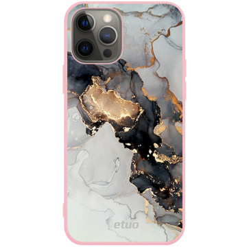Phone case - casey Soft Flex Design - Gold Abstract - Marble with a golden application - pink